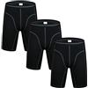 Nuofengkudu Uomo Gamba Lunga Sportivo Cotone Boxer Aderenti Senza Cuciture Mutande Boxershorts(Pacco da 3) Nero XXL