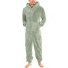 RUMAOZIA Jumpsuit Teddy in Pile da Uomo Onesie Overall Invernale Pigiama in Flanella Abbigliamento da Notte in Pile con Cappuccio e Chiusura a Zip, in Pile, Tutina Morbida e Calda, Tuta Intera da