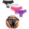 ohyeahlady Perizoma Donna Pizzo Taglie Forti String Tanga Hot Mutande Brasiliana Curvy Morbide Biancheria Intima Bikini Intimo Traspirante Panties Slip Thongs Bassa Underwear con Fiocco Pacco da 4,XL