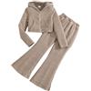 SoLu DAY8 Tuta Completa Bambino Invernale 7-12 anni Pantaloni a Zampa E Felpa Con Cappuccio Zip Larghi Baggy Tute Ragazza Bambine Inverno Outfit Comodi Eleganti Sportiva Jogging
