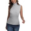 Enjoyoself Maglione Smanicato in Cotone Collo Alto Pullover Senza Maniche Maglia Collo Alto per Autunno Inverno, Capo Sottomaglione-Grigio/L