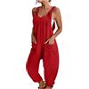 Fulidngzg Tuta Intera Donna Elegante, Comode Gamba Larga Tutina Casual Morbida Curvy Jumpsuit con Tasche Senza Maniche Salopette Monospalla Taglie Forti Tuta Inter Sportiva Lunga