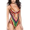 DELEY Donne Vintage Floreale Print Collo V Profondo Push Up Sexy Bikini Brasiliani Costumi da Bagno Costume da Bagno Monokini Taglia S