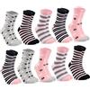 Blu Ninfee 10 Paia di Calzini da Donna 39-42/35-38, Calze in Cotone Lunghe a Righe, Colorati Con Strisce a Pois, Serie 2