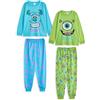 Disney Set pigiami per ragazzi Monster Inc, confezione da 2 | Top a maniche lunghe con grafica Sully e Mike per bambini e pantaloni pigiama a gamba lunga in blu e verde | Indumenti da notte con stampa