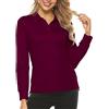 MoFiz Polo Donna Manica Lunga Poloshirt Lavoro Camicia Sportiva Golf Top con Bottoni