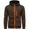 CTU - Felpa con cappuccio da uomo con zip, a maniche lunghe, in pile, taglia S-3XL, Marrone, M