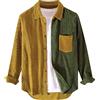 Oanviso Camicia Uomo Giacca da Uomo Velluto a Coste Camicia con Risvolto Manica Lunga Casual Camicia con Pulsanti Slim Fit Primavera Splicing Moda Autunno Colori Contrastanti Giacca Retrò G 01 L