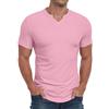 PrinStory Poloshirt da Uomo a Manica Corta con Scollo a V, T-Shirts in Stretch Traspirante per Tempo Libero, Colore: rosa., L