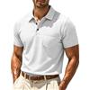 Lovraj Breeze - Polo da uomo a maniche corte, traspirante, testurizzata, comfort fit, estiva, con tasca sul petto, taglio dritto, da golf, per tutti i giorni, ufficio e attività all'aperto, bianco, XL