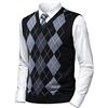 Herothorn Gilet in Maglia da Uomo Argyle Classica con Scollo a V Maglieria Senza Maniche Pullover Maglione Smanicato Canotte Maglioncino Autunno Inverno