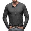 CTU Henley Shirts Maglietta da uomo a maniche lunghe, scollo a V, vintage, slim fit, con abbottonatura, M-3XL, grigio scuro, XL