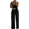 shownicer Tuta con Pantaloni Lungo Vestito Abito Cerimonia da Donna Elegante Casual Party Z Nero M