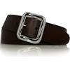 almela - Cintura da donna con fibbia argento lucido | Vera pelle | 40 mm - 4 cm di larghezza | Cinghia cuoio | Cinturino | Women's belt