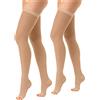 Relaxsan Antitrombo M1370A (2 Paia - Beige, XXL) calze autoreggenti punta aperta per degenza antiembolismo K2 compressione graduata 25-32 mmHg