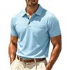 Lovraj Breeze - Polo da uomo a maniche corte, traspirante, testurizzata, comfort fit, estiva, con tasca sul petto, taglio dritto, da golf, per tutti i giorni, ufficio e attività all'aperto, Azzurro, XL