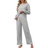 CheChury Tute Donna Elegante e Casual Set Pigiama Lungo Tuta da Casa Tuta Sportiva Donna Tute da Ginnastica Due Pezzi Pigiama Manica Lunga e Pantaloni a Vita Alta Completo 2 Pezzi Loungewear Yoga