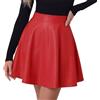 WERFORU Gonna in pelle da donna, minigonna in pelle, per donna, elasticizzata, linea ad A, per pattinare, E-rosso, S