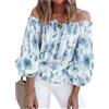 OHXSM Camicette da Donna con Spalle Scoperte Floreali a Maniche Lunghe con Stampa Floreale Camicie estive Sexy Camicetta con Spalle Scoperte Floreali Casual Estiva Top per Camicia da Donna in Chiffon