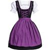 Generico Abito Tirolese da Donna Tradizionale Dirndl Oktoberfes Costume Bavarniano per Feste Vestito Oktoberfest Birra Tedesca Gonna Maniche Corte Costume per Oktoberfest di Ottobre (Purple, L)
