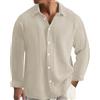 LinRim Camicia da uomo a maniche lunghe, taglie grandi, in mussola bottone, leggera, estiva, casual, casual, per il tempo libero, comoda, traspirante, per le vacanze