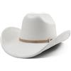 Melesh Grande Cappello da Cowboy per Donne e Uomini a Tesa Larga Cowgirls Beach Cattleman Western Cowboys Cappello, Avorio, Medium