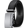 ITIEZY Cintura Uomo Nera in Pelle, Cintura a Cricchetto Senza Buchi, Regolabile con Fibbia Automatica, Larghezza 35 mm, Misura Personalizzata