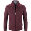 Desiumite Giacca invernale da uomo calda con cerniera, maglione spesso cardigan con design slim fit, adatto per la stagione fredda (3XL rosso vinaccia)