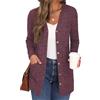 GRECERELLE Cardigan Donna Lungo Golfino Manica Lunga Elegante Comodo Apertura Frontale Bottoni Tasche Maglione Leggero Scollo a V