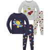 SOIBEEN - Pigiami per ragazzi con dinosauri, biancheria da notte in cotone per bambini, a maniche lunghe, set completo di 4 pezzi, 1-12 anni, 8 anni