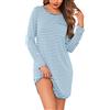 Demegimi Camicia da Notte Donna Invernale Camice da Notte in Cotone Lungo da Notte in Cotone Scollo a V Nightwear Sleeping Shirt Underdress