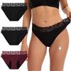 INNERSY Mutande Mestruali Donna Cotone Gamba Alta Mutandine Ciclo Pizzo Culotte Lavabili Pacco da 3 (M, 2 Nero/1 Rosso)