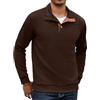 COOFANDY Maglioni da uomo invernali con collo a camicia, felpe con cappuccio in maglia a nido d'ape, con bottoni, felpe casual trapuntate, A-marrone, XL