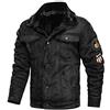 YAOTT Uomo Inverno Caldo Risvolto Giacca Cargo Casual di Pelle scamosciata sintetica Parka con fodera in lana con collo in pelliccia sintetica Giacca bomber Multitasche con ricamo patch Nero XL