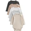 NEXT Unisex Bambino Confezione da 5 body basic per neonati a maniche lunghe Neutro Newborn