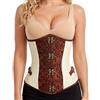 Woboren Donna Corsetto Underbust Bustino Sottoseno Steampunk Pelle Gotico in Top (Beige, M)