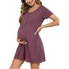 Demegimi Camicia da Notte Donna Pizzo Premaman Cotone Camicia da Notte per Allattamento con Bottoni Aperto Anteriore Vestaglia Allattamento Scollo a V
