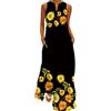 ticticlily Vestito Lungo Donna Estivo Casuale Elegante Vestiti Senza Maniche Scollo V Abiti Maxi Abito Sciolto Stampa Floreale Taglia Grossa Giallo C S