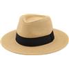 Carnavalife Cappello Panama Estivo, Cappello di Paglia Panama per Donna e Uomo Unisex, Cappello a Tesa Larga UPF 50 Pieghevole e Intrecciato Intensivo, Marrone Nastro Nero Semplice, 59
