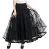 nicticsi Sottogonna Tulle Lunga Donna Curvy Trasparente Gonna Leggera Cerimonia Trapezio Gonnellone a Balze Vestito Sottoveste Maxi Gonne Abito Ballo Swing Fluffy Petticoat Skirt a Nero M