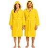 Corredocasa Accappatoio Tinta Unita Con Cappuccio e Cintura Adulto Unisex Uomo/Donna Spugna 500 gr/mq Morbido, Soffice Cotone 100% Doccia, Alta Qualita (S, GIALLO)