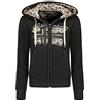 Geographical Norway GEO NORWAY FABEAUTE Lady - Felpa Donna Cappuccio con Tasche - Felpa Donna Cappuccio Casual Manica Lunga Calda - Giacca Outdoor Hoodie con Logo Zip Sportiva Pullover CotoneNERO - M