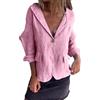 shownicer Donna Solido Open Front Manica Lunga Tuta Blazer Button Lino Capispalla Cappotto Lungo Donne in Cotone e Lino Cappotti Outwear Casual Blazer