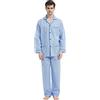 Amaxer Classico Pigiama da Uomo in Due Pezzi,in Cotone,da Notte,a Maniche Lunghe,con Tasche,con Coulisse,Quadrato azzurro01,M