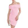 EXARUS Abito Aderente con Spalle Scoperte Increspato Senza Maniche con Cerniera Mini Abiti da Ballo Occasioni Speciali 8-14 Anni, Spalla Rosa Increspata, 12 Anni