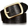 Karoukee Cintura da Uomo in Vera Pelle con Stampa Coccodrillo, Cintura Formale di Lusso, Cintura alla Moda per Uomo, Larghezza 3,8 cm, Confezione Regalo, Fibbia in Ottone