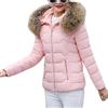 Onsoyours Piumino Invernale da Donna Leggero Caldo Giacca Trapuntato Antivento Giubbotto Corto Slim Fit Maniche Lungo Giacca Parka Piumini Cappotto con Cappuccio B Rosa XXL