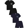 ThePyjamaFactory Pigiama corto per bambini, con tasca a quadri, colore blu navy, confezione da 2