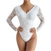 Ausing Donna Top Elegante Eleganti Sottogiacca Pizzo Tulle da Donna Camicia Maniche Lunghe Bordeaux Bianco Abbigliamento Manica Lunga Corpetto Blusa Sexy Cerimonia Body Trasparente Danza S