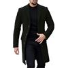 Generisch Trench Coat - Cappotto lungo da uomo, oversize, largo, con 3 bottoni, con scollo a V, caldo, confortevole, tinta unita, giacca invernale classica, casual
